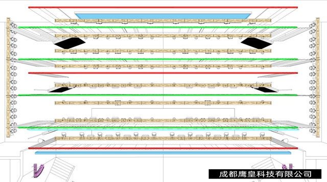 重慶某中學多功能劇場燈光音視頻舞臺機械設計方案 成都鷹皇燈光音響工程